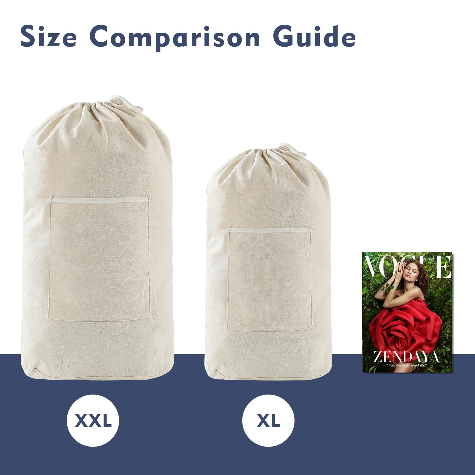 Canvas Laundry bag, Washable backpack, Adjustable XX-Large, BEIGE