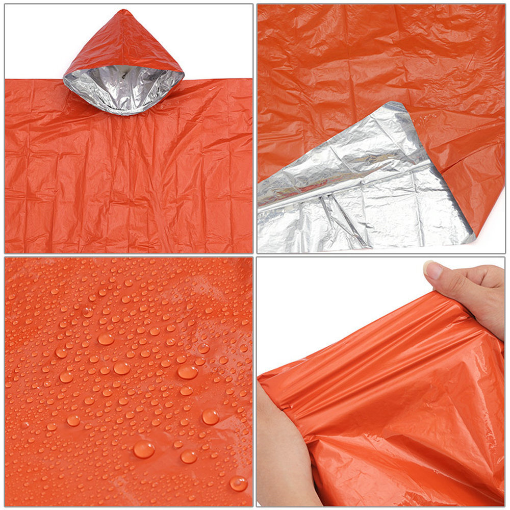 Green Polyethylene Wet Weather Rain Poncho Military Style Tarp Shelter Bivy Tent