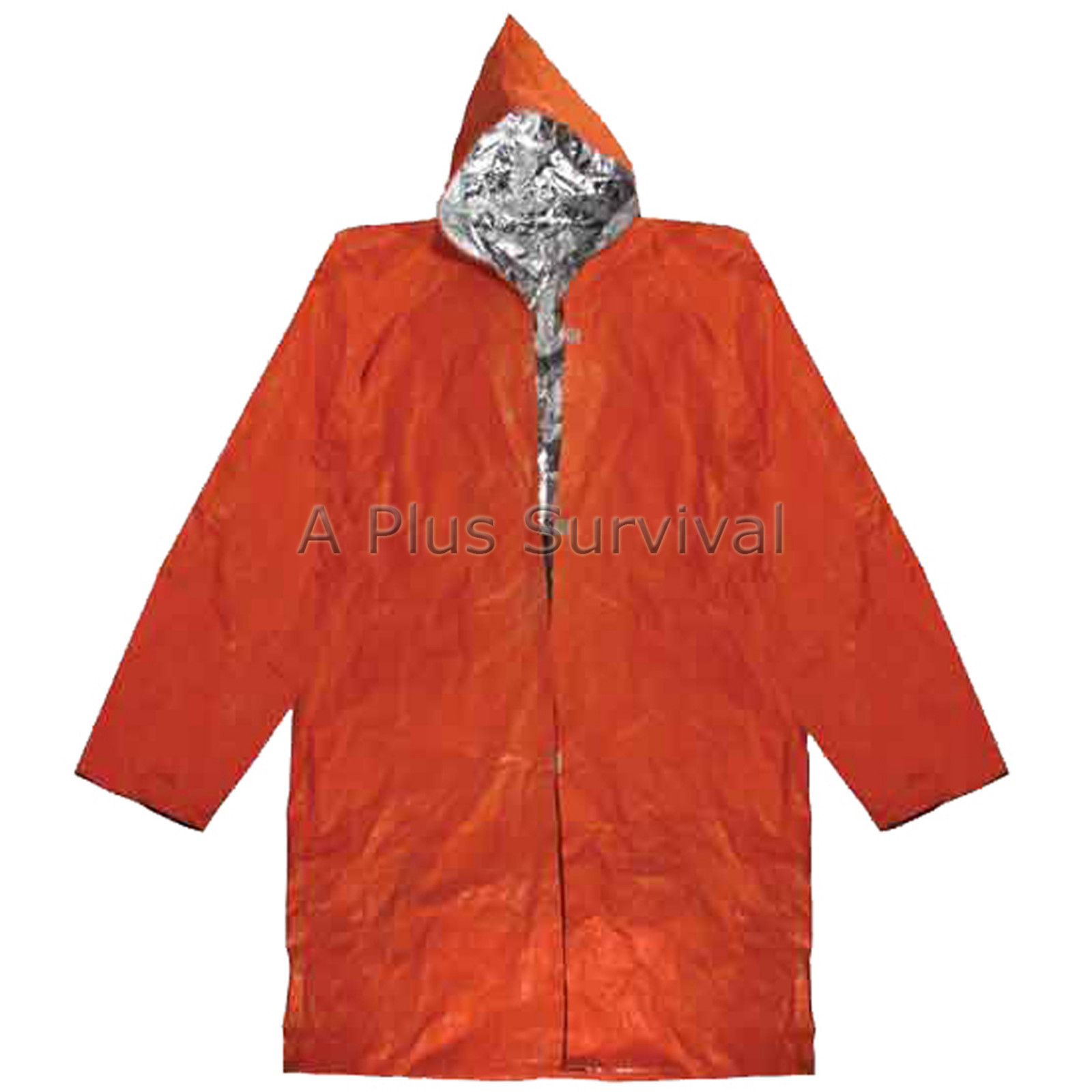 Bright Orange & Silver Mylar Rain Poncho for Emergency Survival Kits Camping