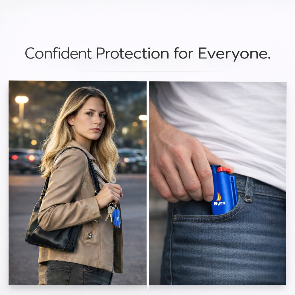 2 Pack Burn Pepper Spray Keychain Police Strength OC 0.5oz Self Defense Blue