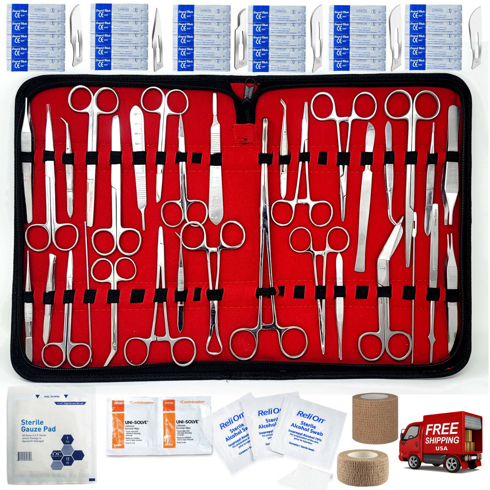 First Responder Paramedic Trauma Emergency Medical KIT FULLY STOCKED Twofold Bag