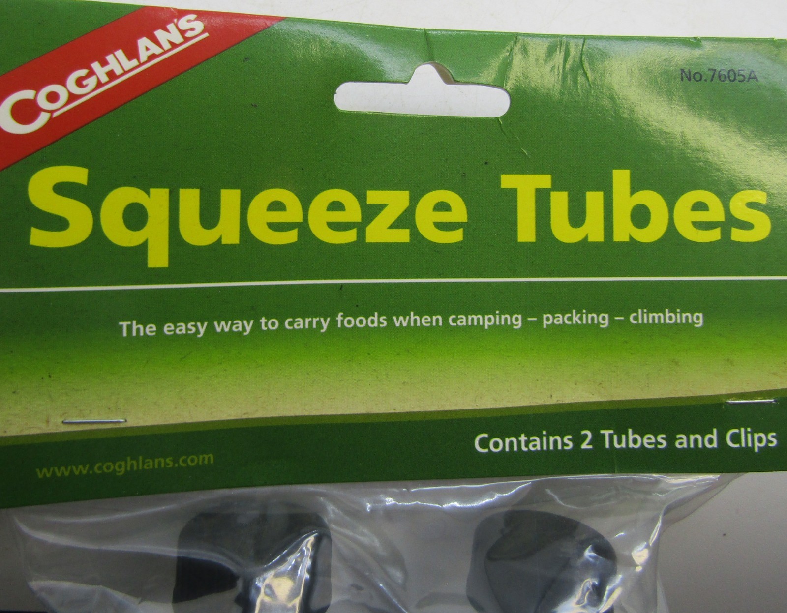 Coghlans No.7605A Camping Accessories, Squeeze Tubes with Clips New. Set of 2.