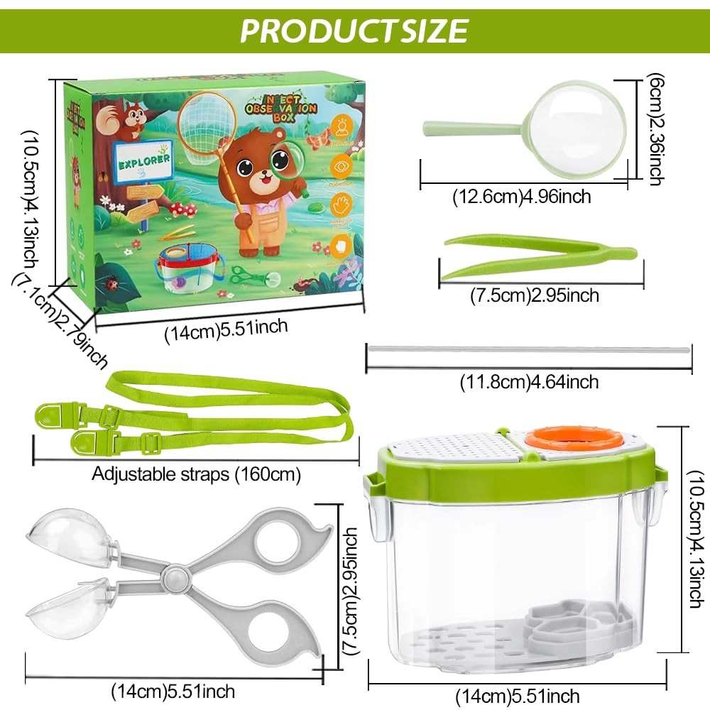Cup Magnifiers for Kids, Magnifier Insects Collection Box, Kids Toy Adventure Set with…