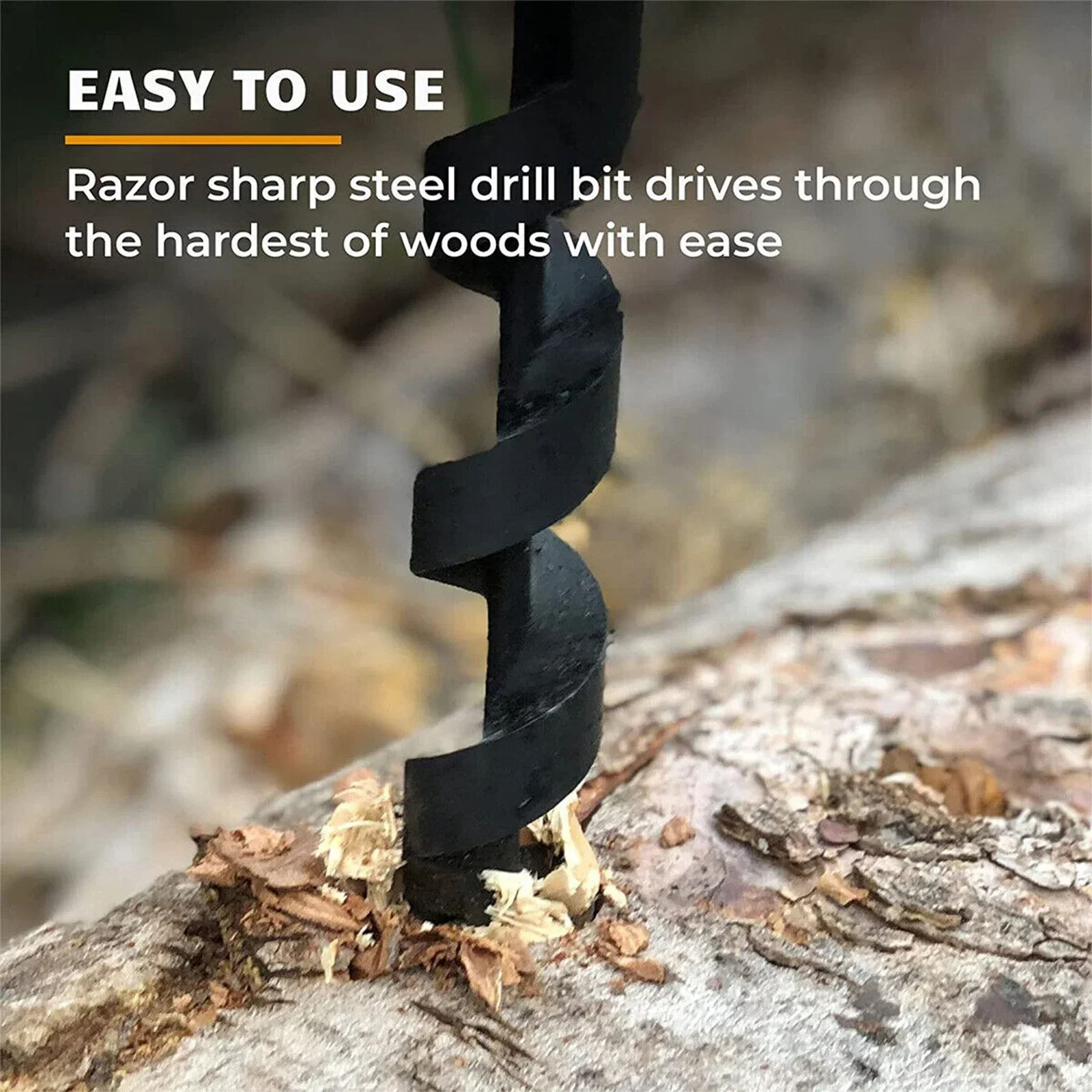 Pintudy Portable Hand Wood Punch Manual Auger Drill Bush-Craft Carbon Steel Surv