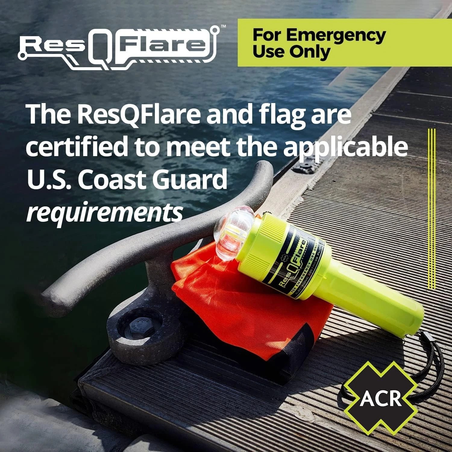 ResQFlare Waterproof E-Flare with Distress Flag – Reliable Marine Safety Tool