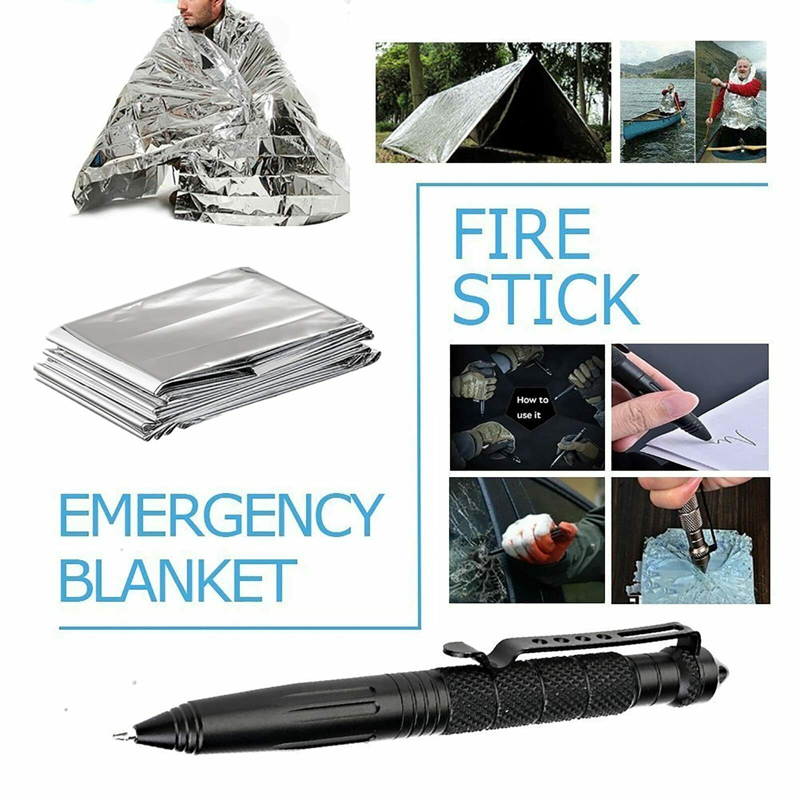 14-In-1 Outdoor Emergency Survival Kit -camping, hiking, travel ^j