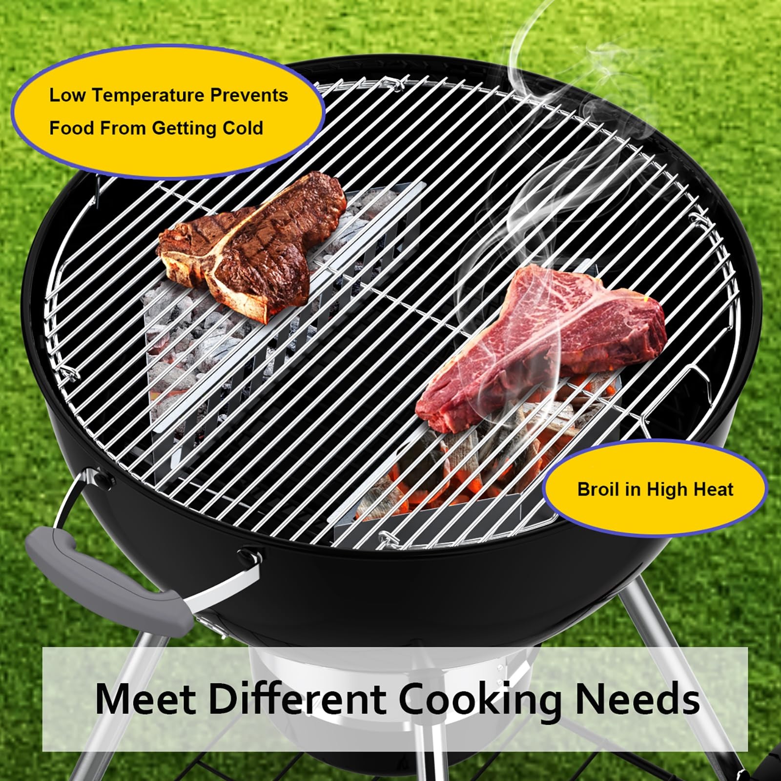 BBQCuker Charcoal Basket,Set of 2 Tray for 14.2x4x3 inches, silver
