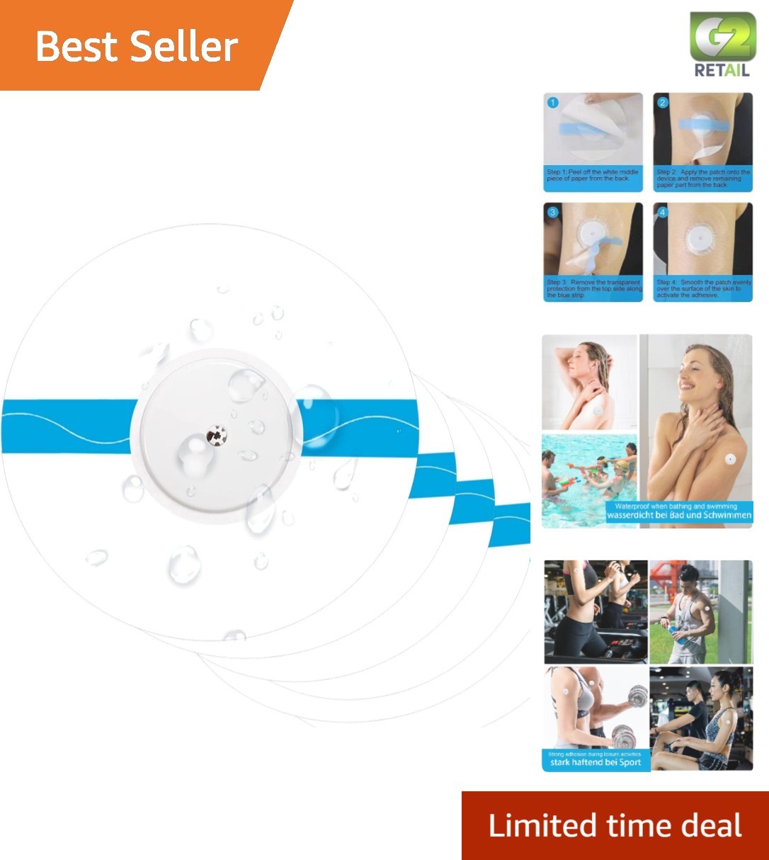 Hypoallergenic Adhesive Patches for Freestyle Sensors – 20 Pack, No Glue Center