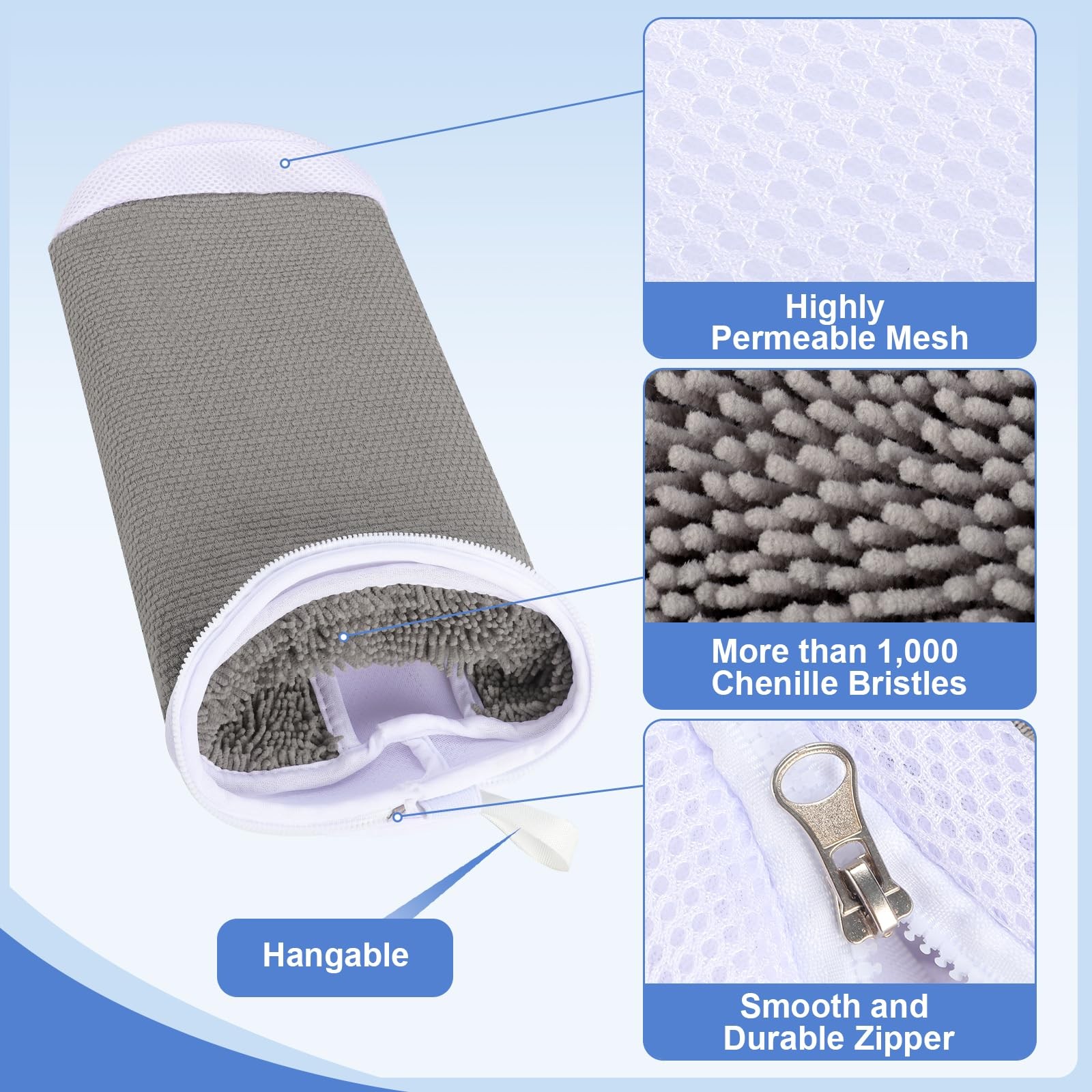 Shoe Washing Machine Bags, 2 PCS Bag for 16 x 8 Inch, Grey+White
