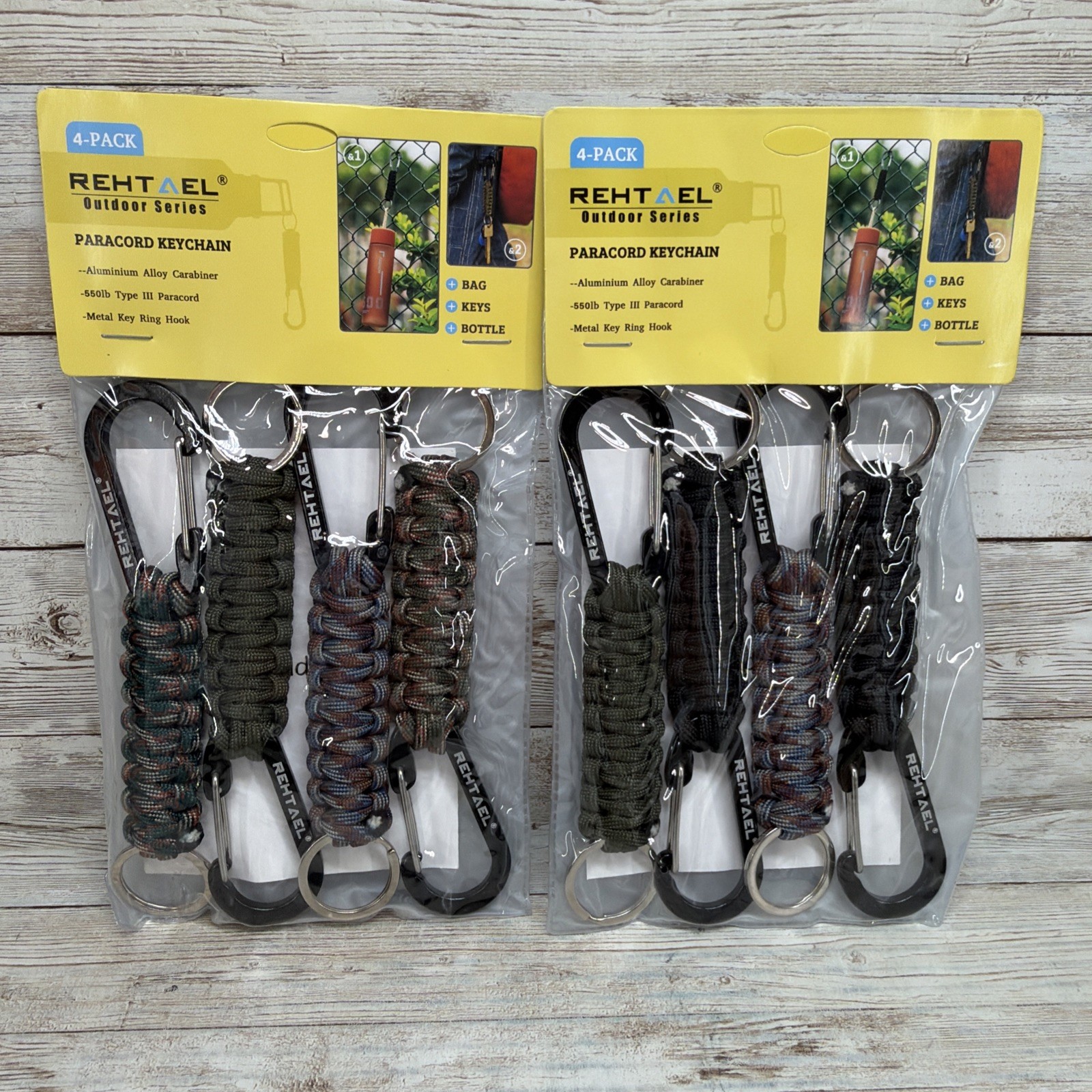 REHTAEL Keychain Paracord Carabiner Military Braided Heavy Duty Key Chain 2 Pack