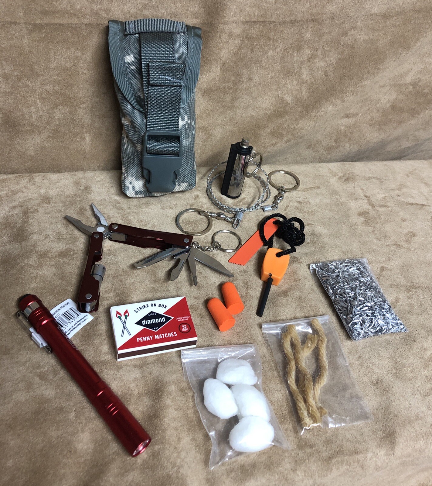 Military Emergency Survival Starter Kit Lot 10 MultiTool Flashlight Saw Fire++