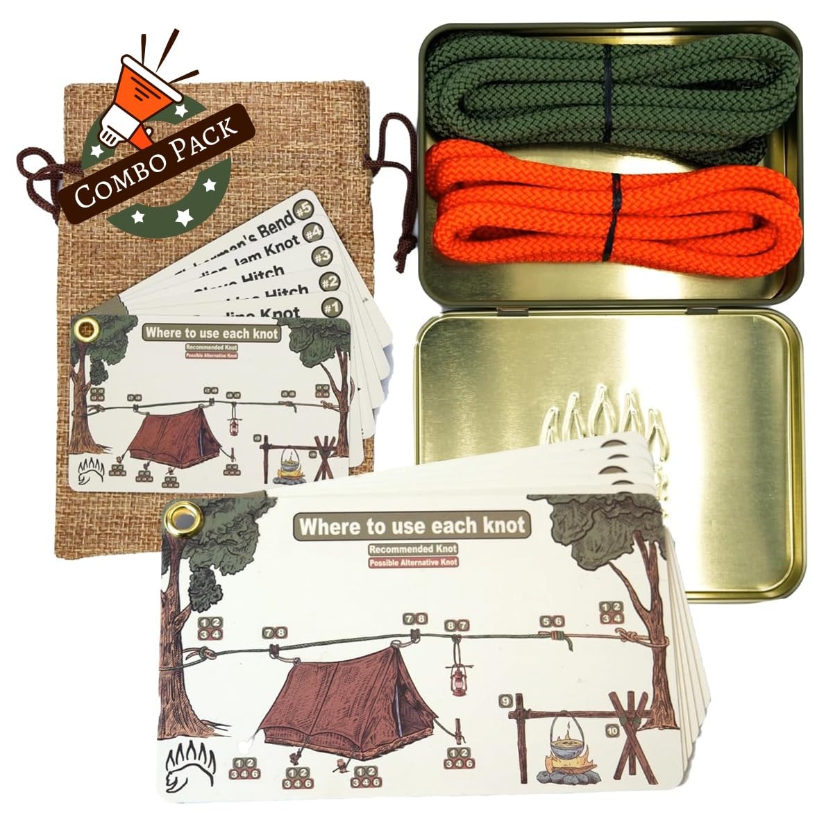 Knot Tying Kit | Camping & Outdoor Knots – by w/Waterproof Knot Tying Cards, …