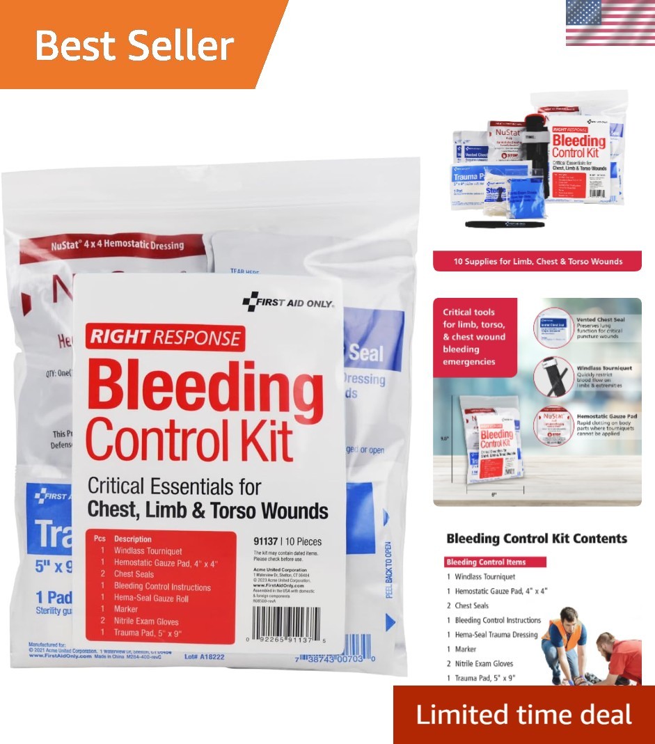 Portable Bleeding Control Kit for Chest & Limb Injuries – 10 Essential Pieces