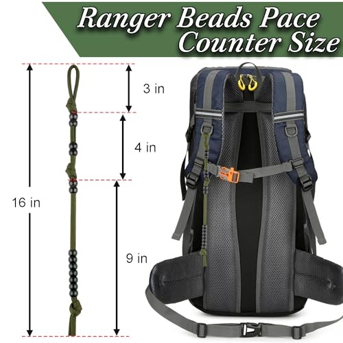 3pcs Ranger Beads pace Counter for Hiking，Long Distance Swimmers Army Green