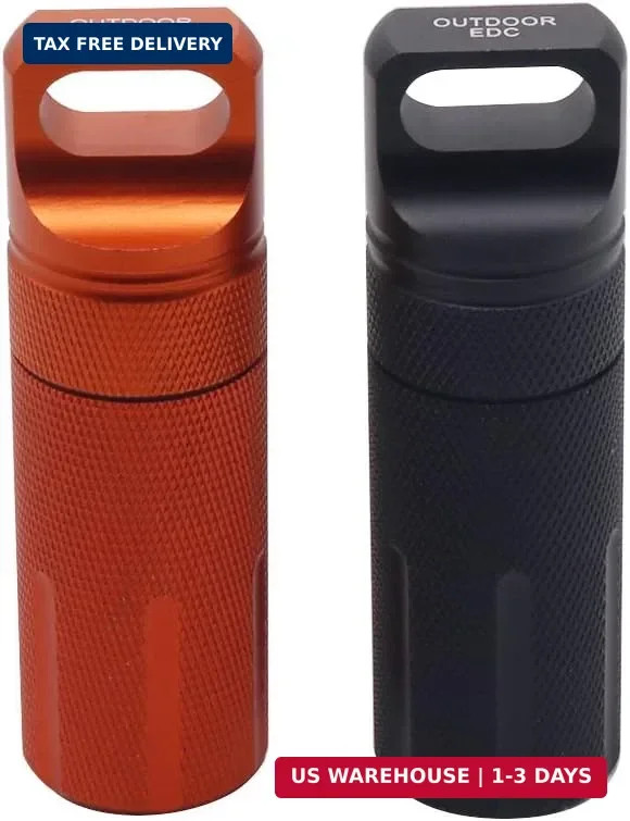 HRX Package Outdoor Waterproof EDC Survival Container Capsule, Airtight Aluminum