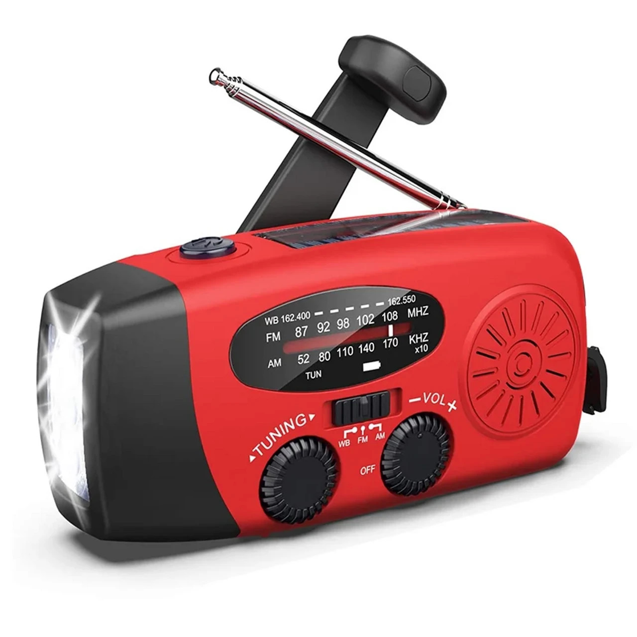 Emergency Crank Solar Power Bank Charger Flash Light Radio Hand Weather 1000mAh