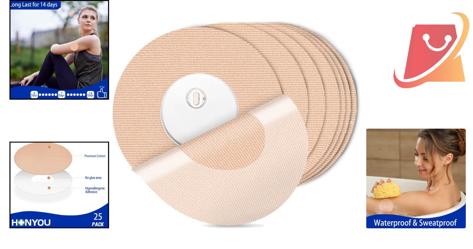25 Pack Waterproof Freestyle Bandage for Libre 3 Sensor Overpatch Tape