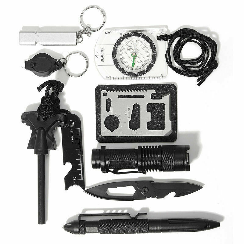 10 in 1 Survival Kit Tools Tactical Camping Emergency Outdoor Military EDC Gear