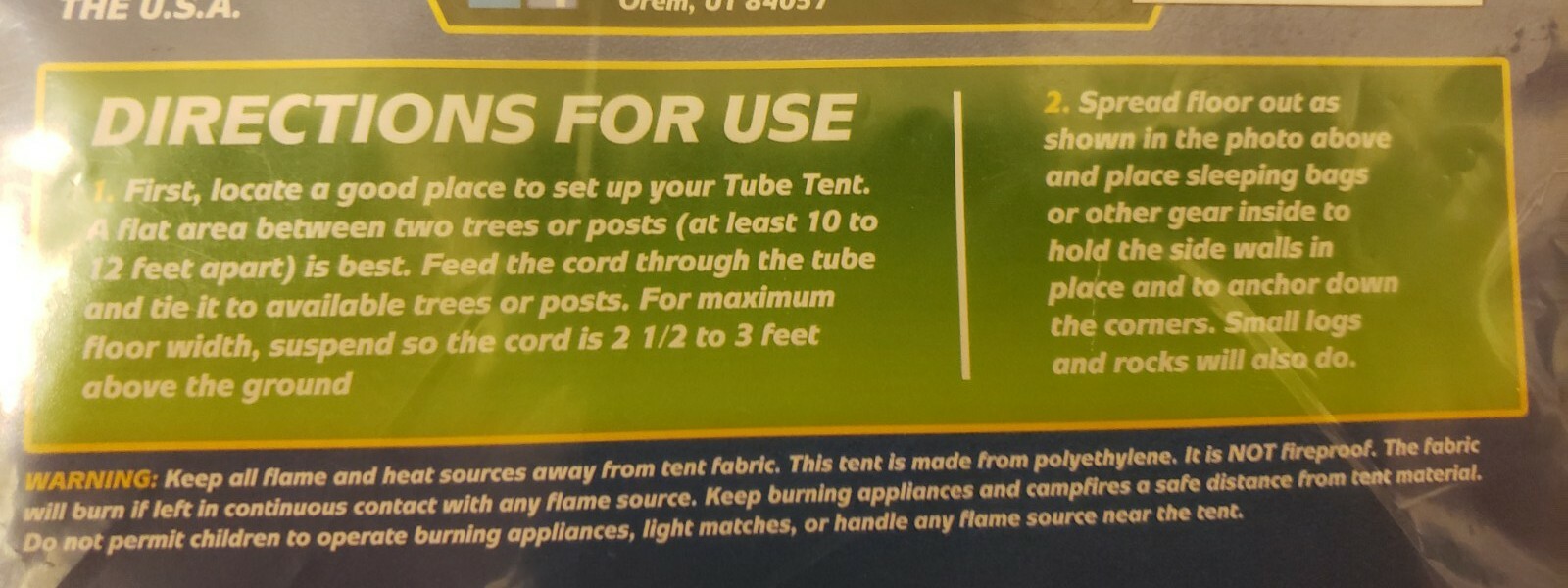 Outdoor Vinyl Tube Tent Camping/Hiking Emergency Essentials Survival Shelter 8ft