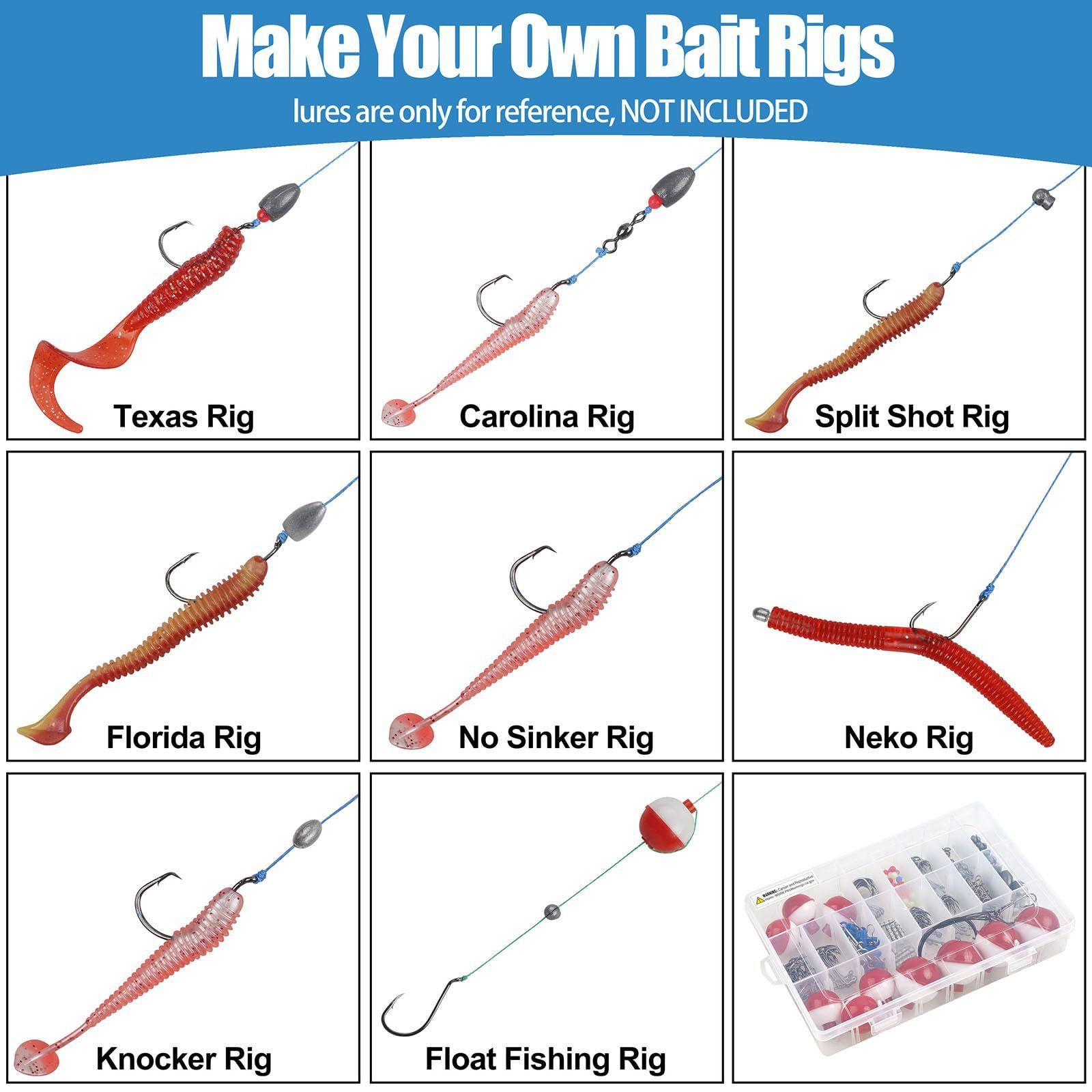 220pcs Fishing Hooks Bobbers Tackle Kit Beginners Equipment Includes Red