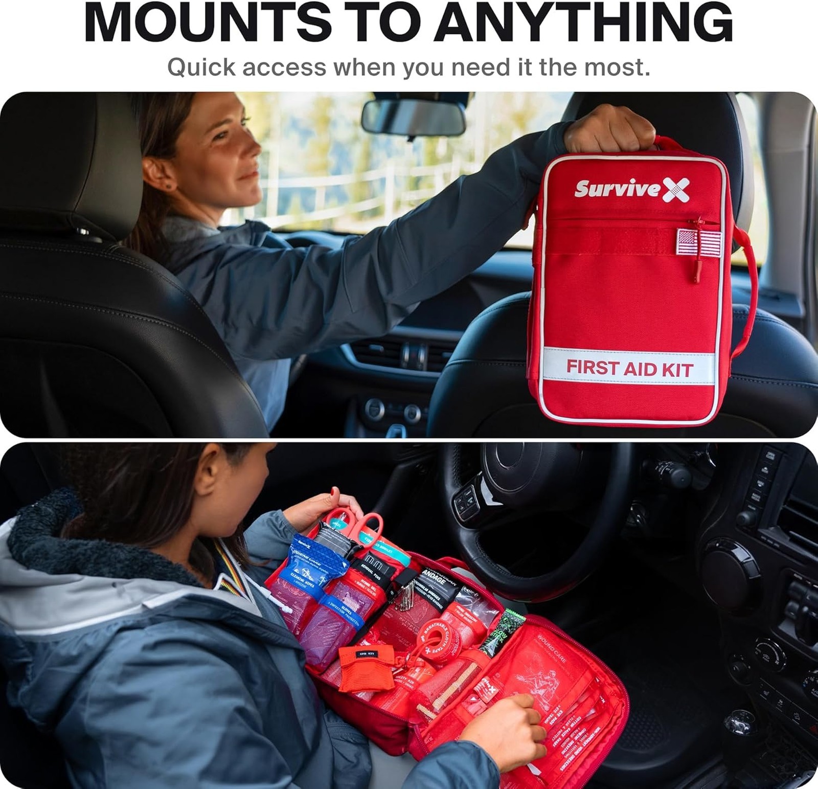 First Aid Kit Large for Car Travel Home Emergency Supplies for Hiking Camping