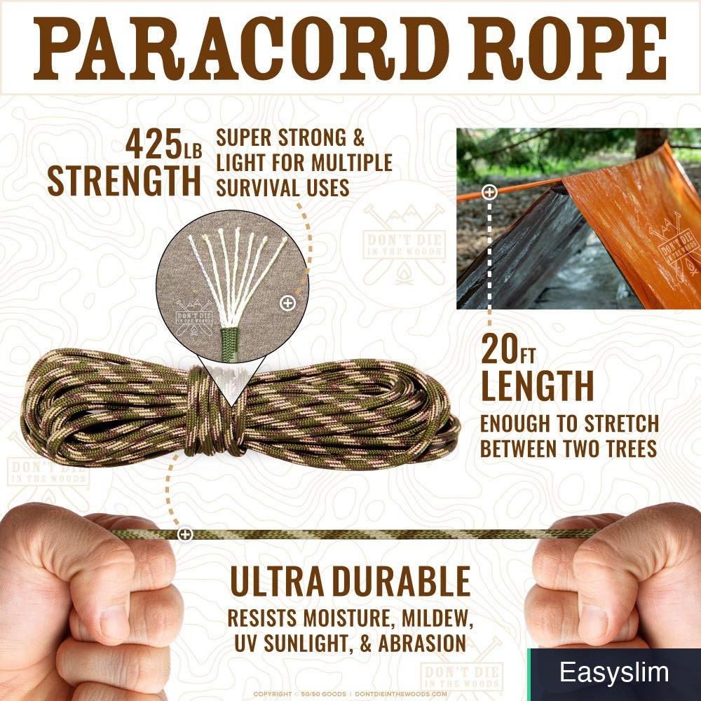 Emergency Mylar Survival Tent Paracord Tube Camping Outdoor Gear