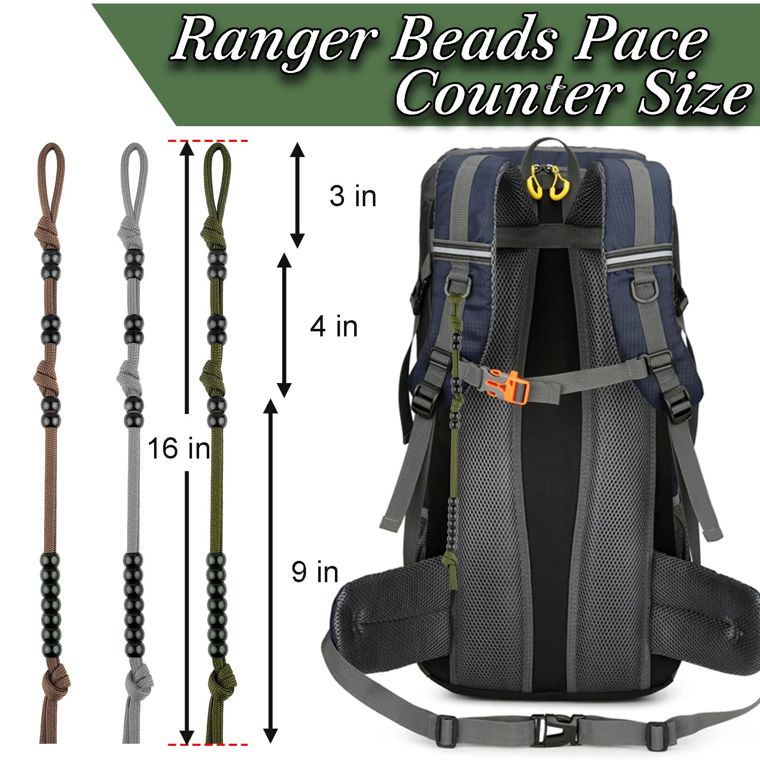 3pcs Ranger Beads pace Counter for Hiking,Long Distance Swimmers Counter,Consist