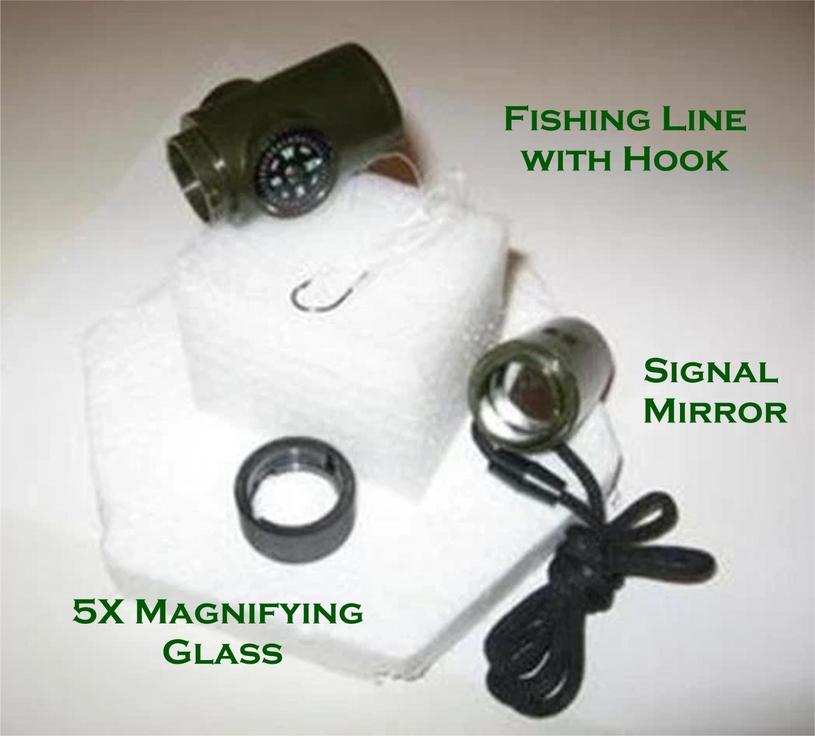 TWO (2) 10 IN 1 SURVIVAL WHISTLES WITH THERMOMETER COMPASS LED MORE FREE SS SAW