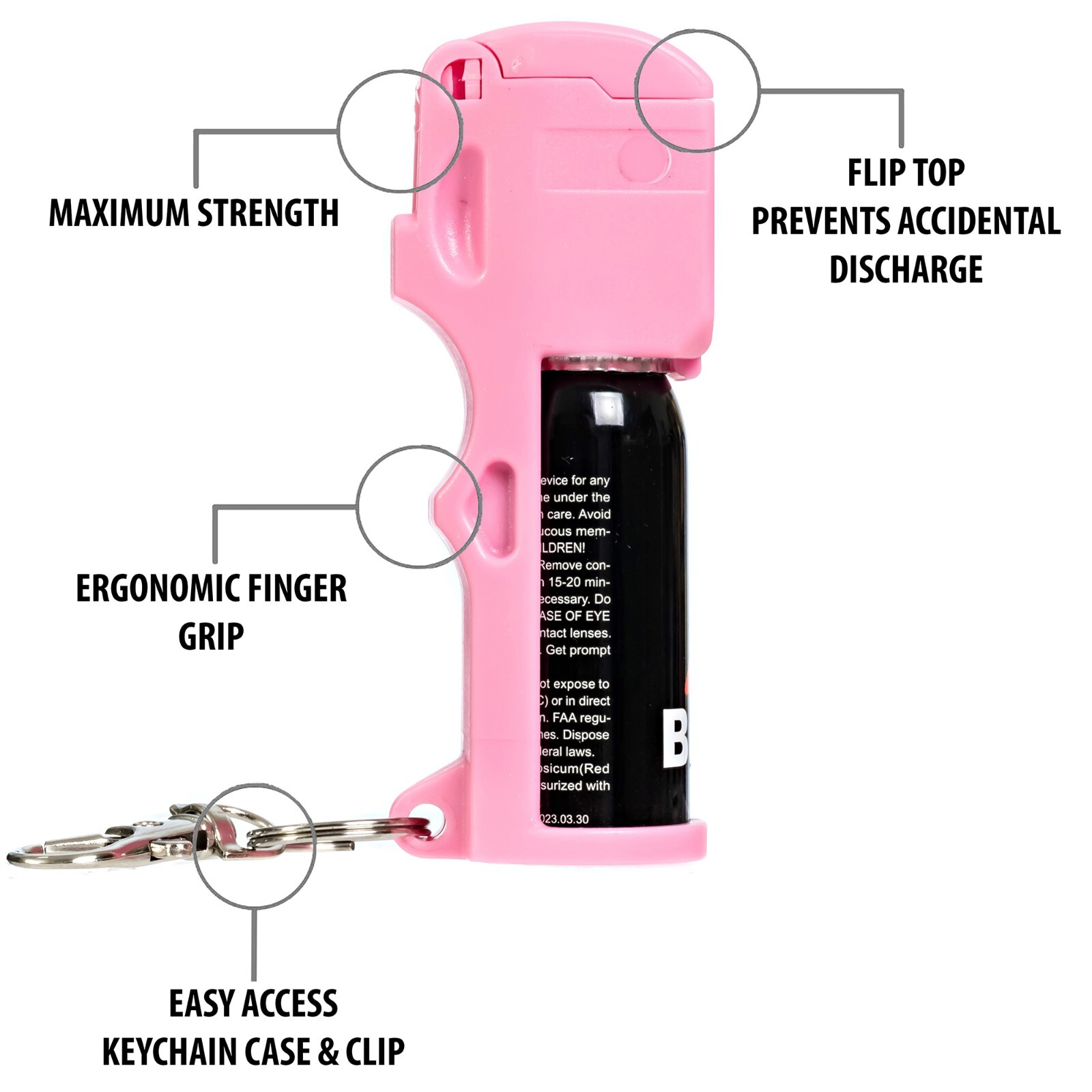 BURN Max Strength Pepper Spray for Self Defense – 1/2oz Pink 2 Pack