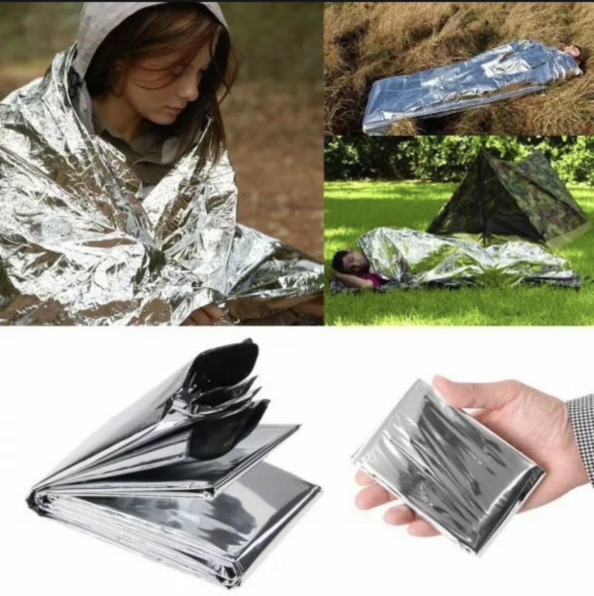 Emergency BLANKET Thermal Survival Safety Insulating Mylar Heat 84″ X52″ (Pair)