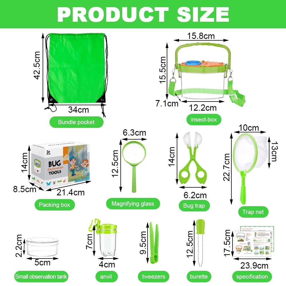 11 Piece Researcher Set Outdoor Toy Set, with Insect Catcher, Cup Magnifier, M…