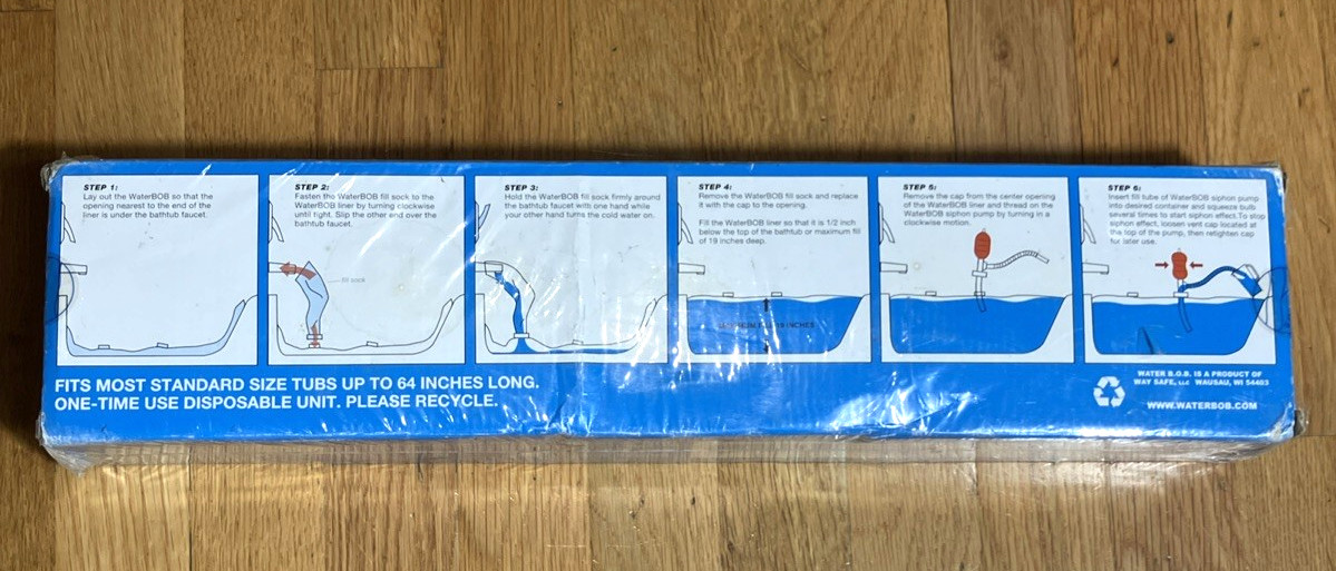 Water BOB Survival Emergency Drinking Fresh Water Storage 100-Gallons Kit-Sealed