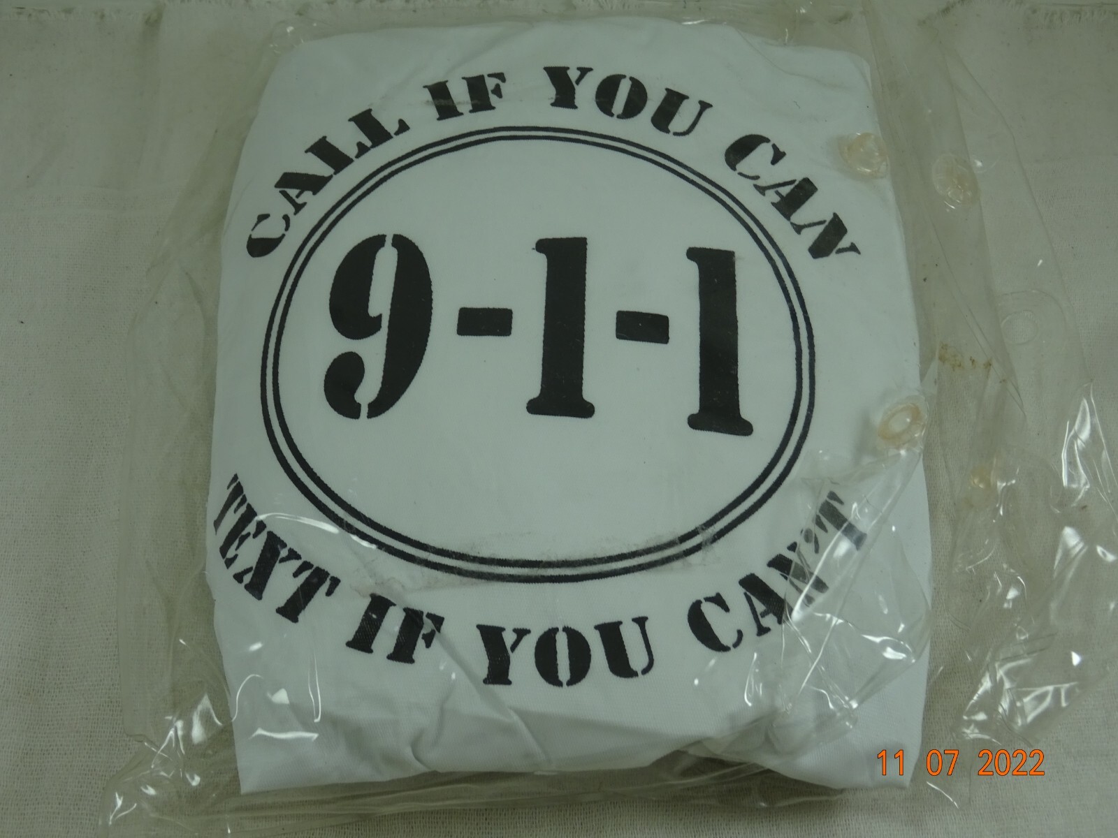 911 Call if you Can Emergency Rain Poncho Hooded in carry pouch White Adult OSFM