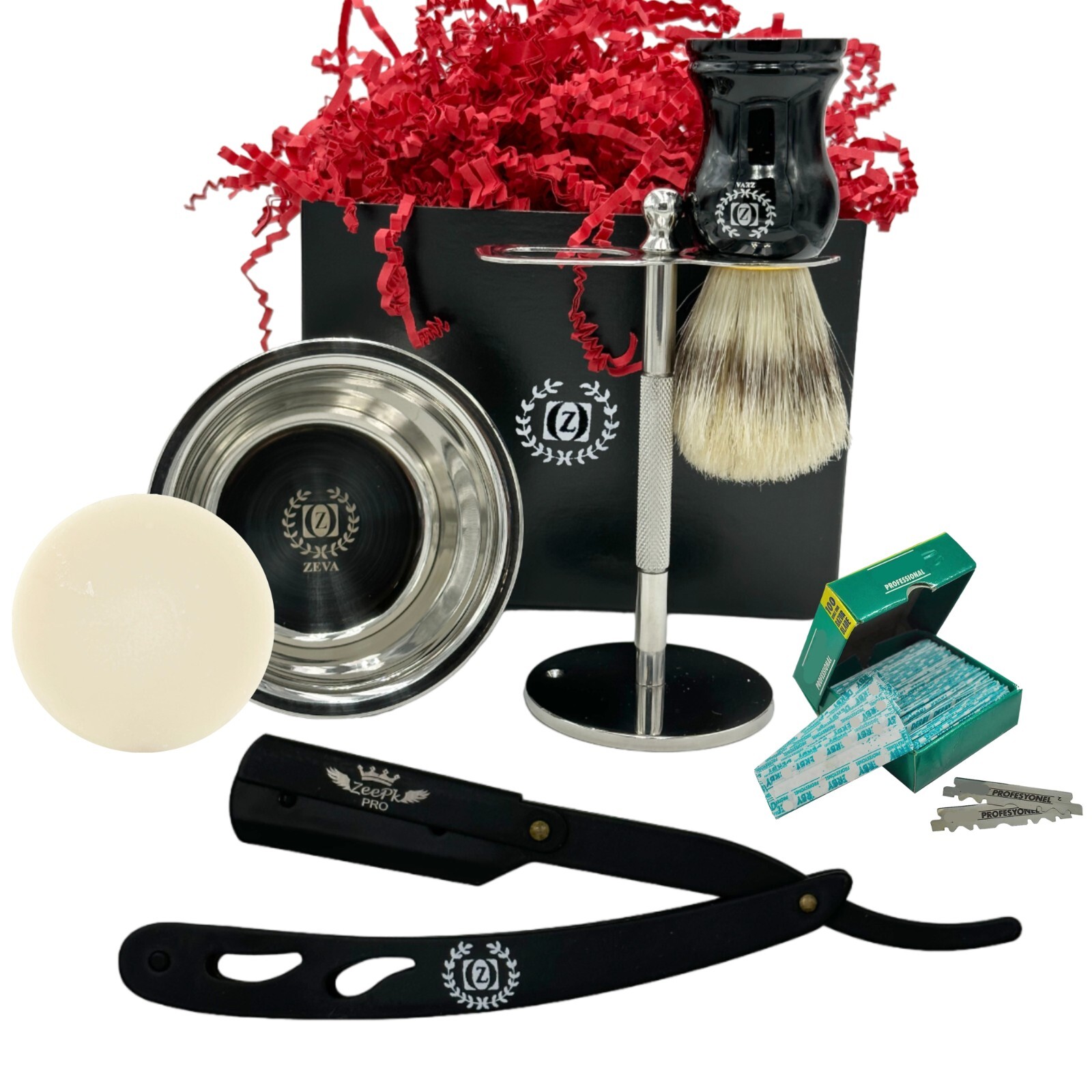 100 BLADES + CLASSIC STAINLESS STEEL STRAIGHT EDGE BARBER RAZOR SALON SHAVETTE