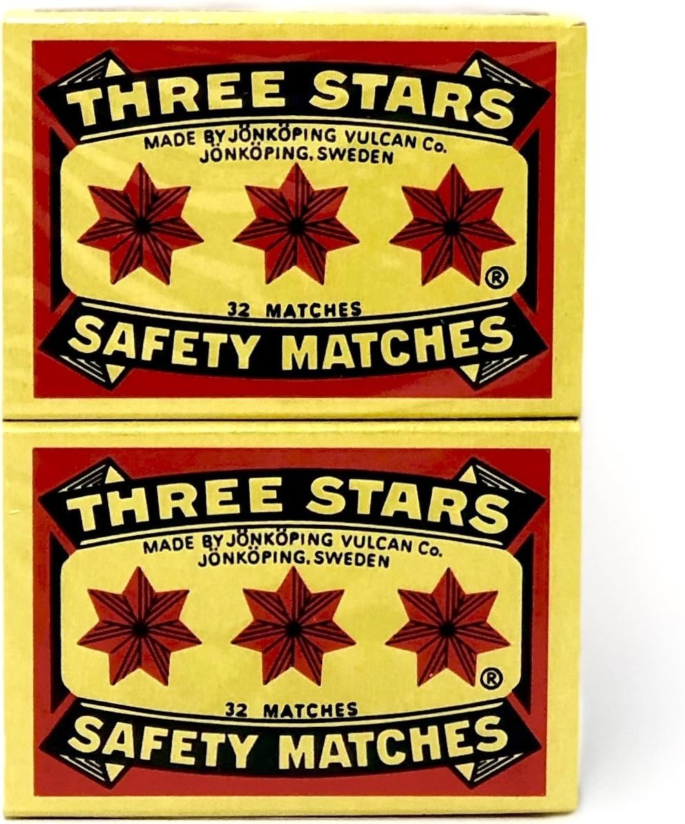 Three Stars Safety Matches, 10 pack (Two Packs)