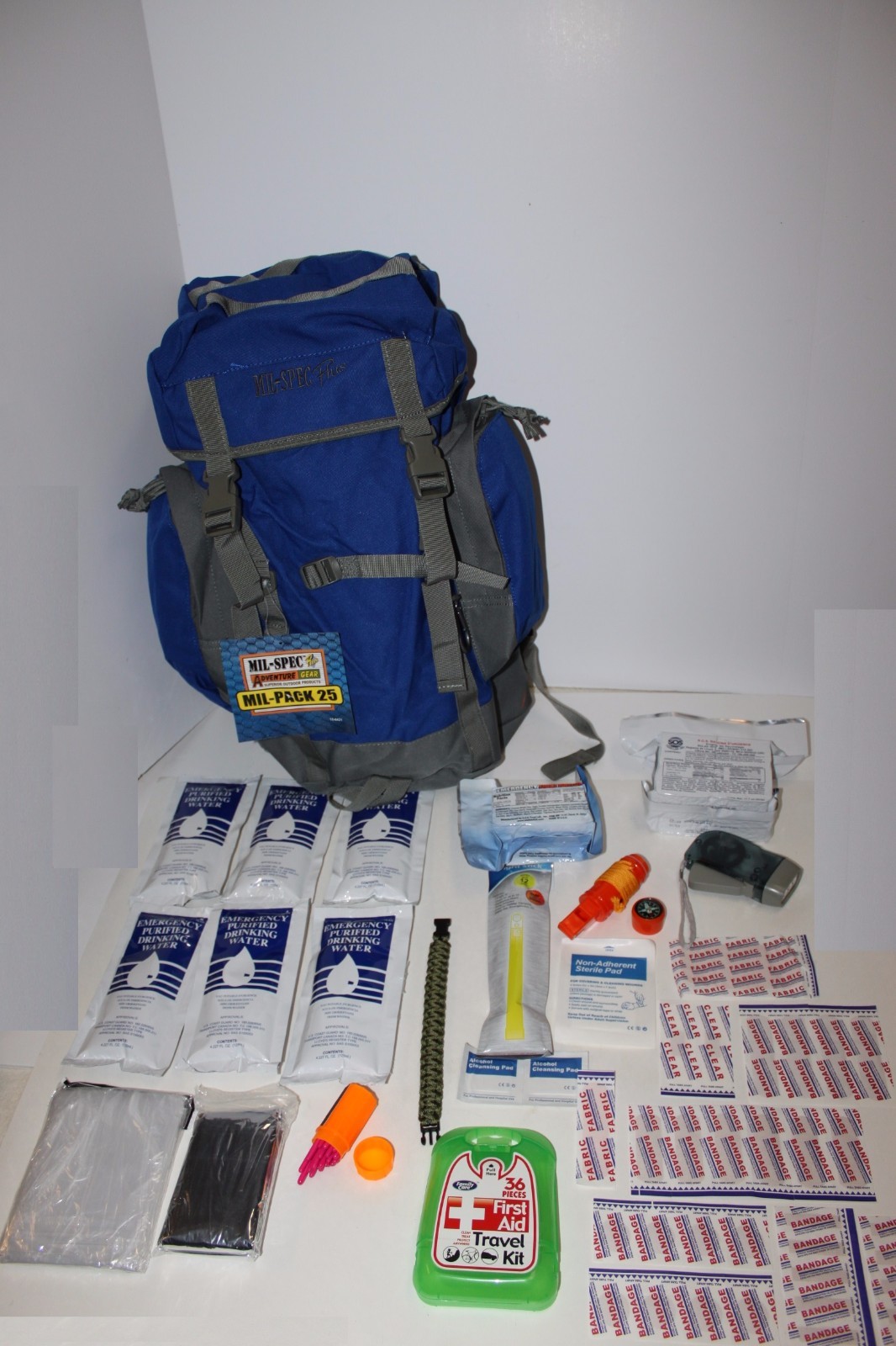 3 Day 72 Hour Emergency Survival Kit Bug out Bag Zombie in Blue for 1 Person BOB