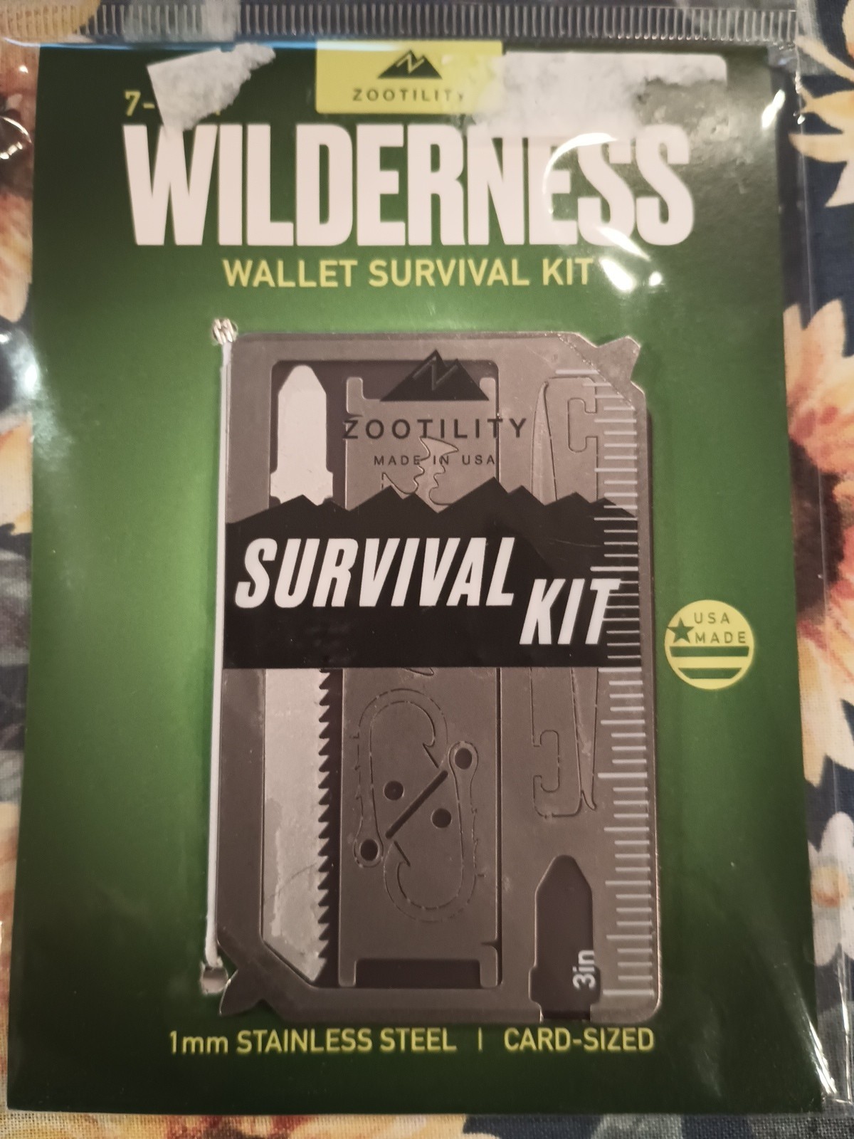 Zootility 8-In-1 Wilderness Wallet Survival Kit Made In USA Fire Starter Compact