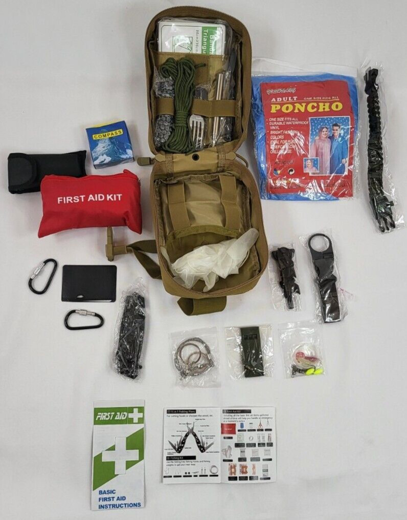 AOKIWO 200 Piece Emergency Survival Kit MOLLE Rip Away IFAK Pouch Brown