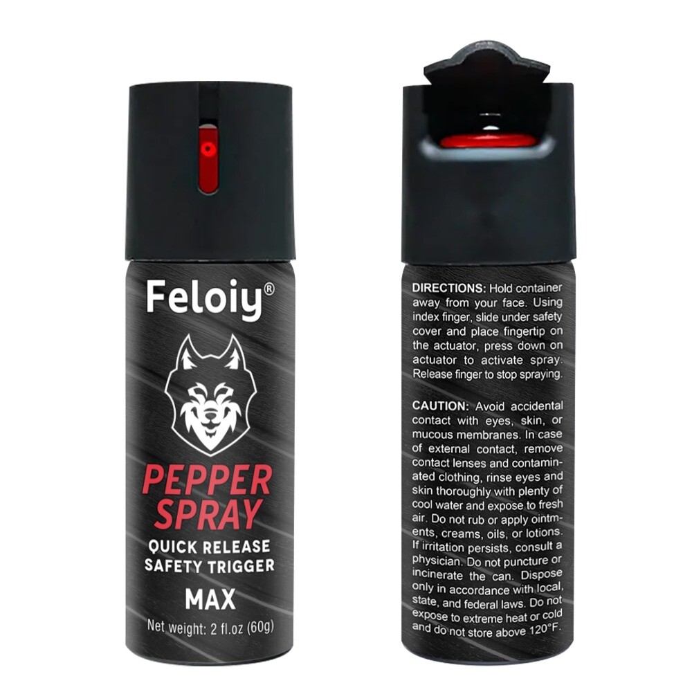 5 Bottles Feloiy Pepper Spray 2oz with Quick Release Safety Trigger Self Defense