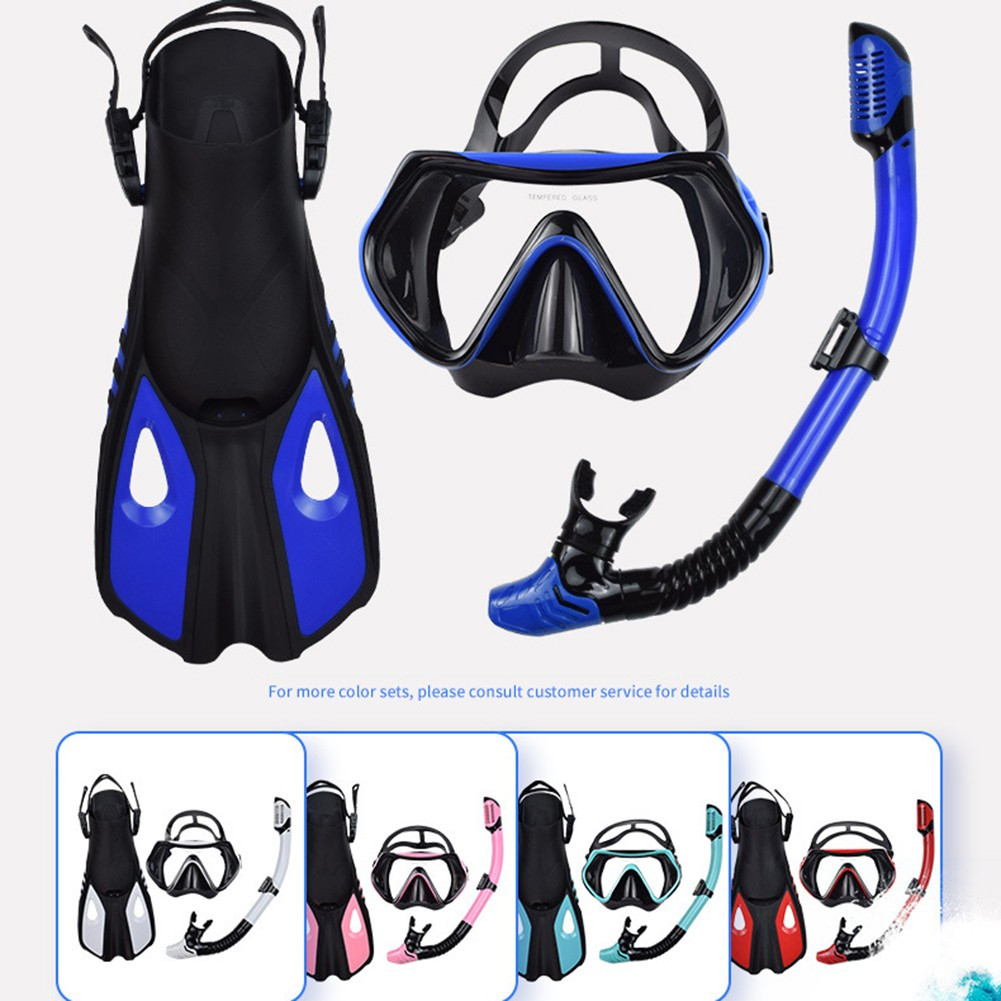 Snorkeling Set: Adjustable Mask, Dry Top Snorkel & Fins for Ultimate Comfort!
