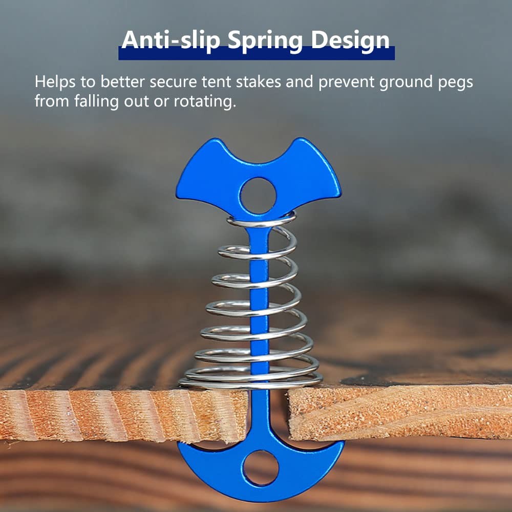 Fishbone Deck Anchor Pegs with Carabiners, Aluminium Tent Stakes 10Pcs Black