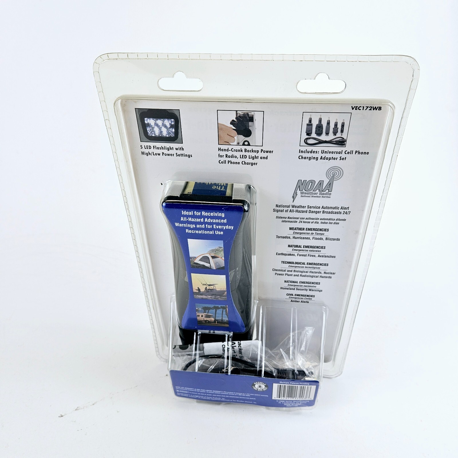 Storm tracker Vector VEC172WB Weather Alert Radio Flashlight Phone Charger NEW
