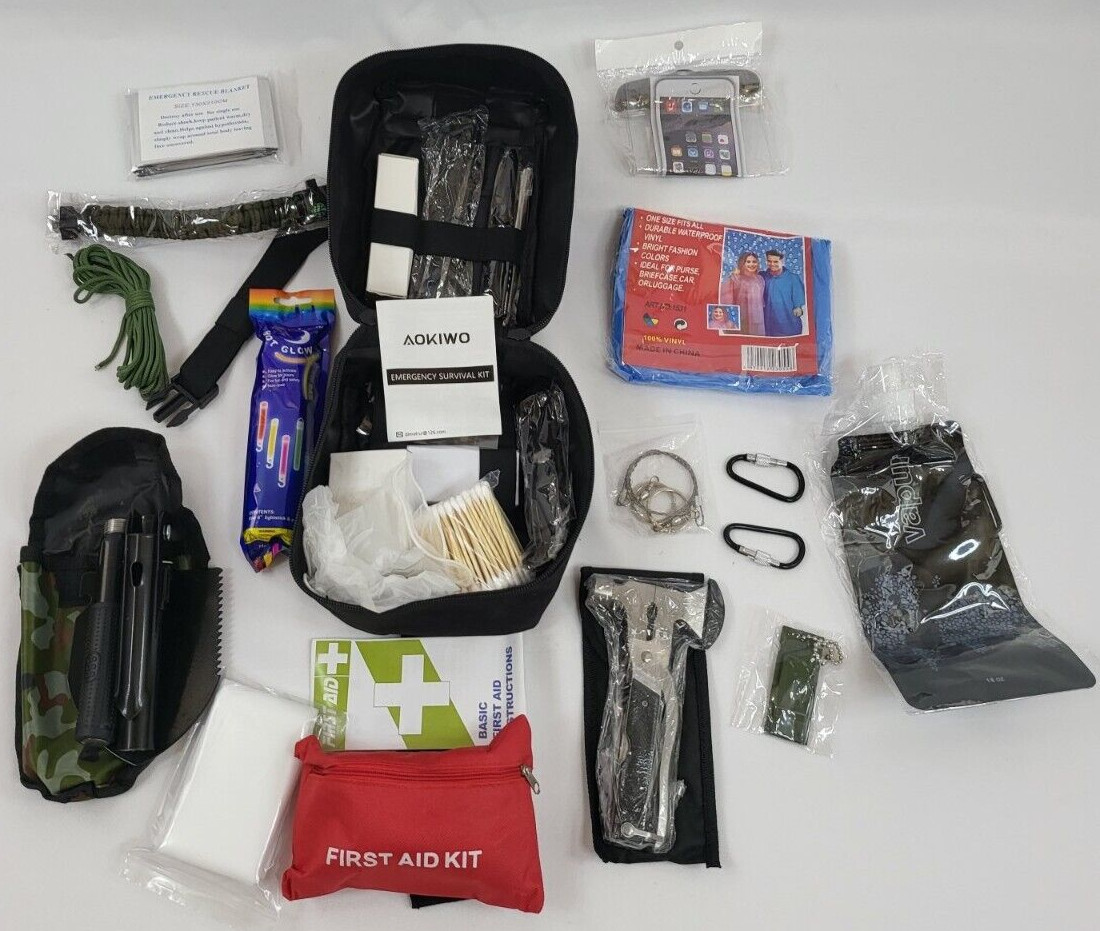 Emergency Survival Kit First Aid Bug out Military Prepper Kit Black Pouch 235Pcs