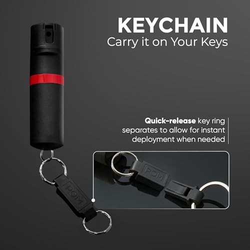 Premium Pepper Spray Keychain, Quick Release Black Orange 5 Pack (Save 25%)