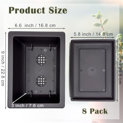 8 Pack Bonsai Training Pots with Drainage Trays, 9 Inch Plastic Bonsai Tree Pot