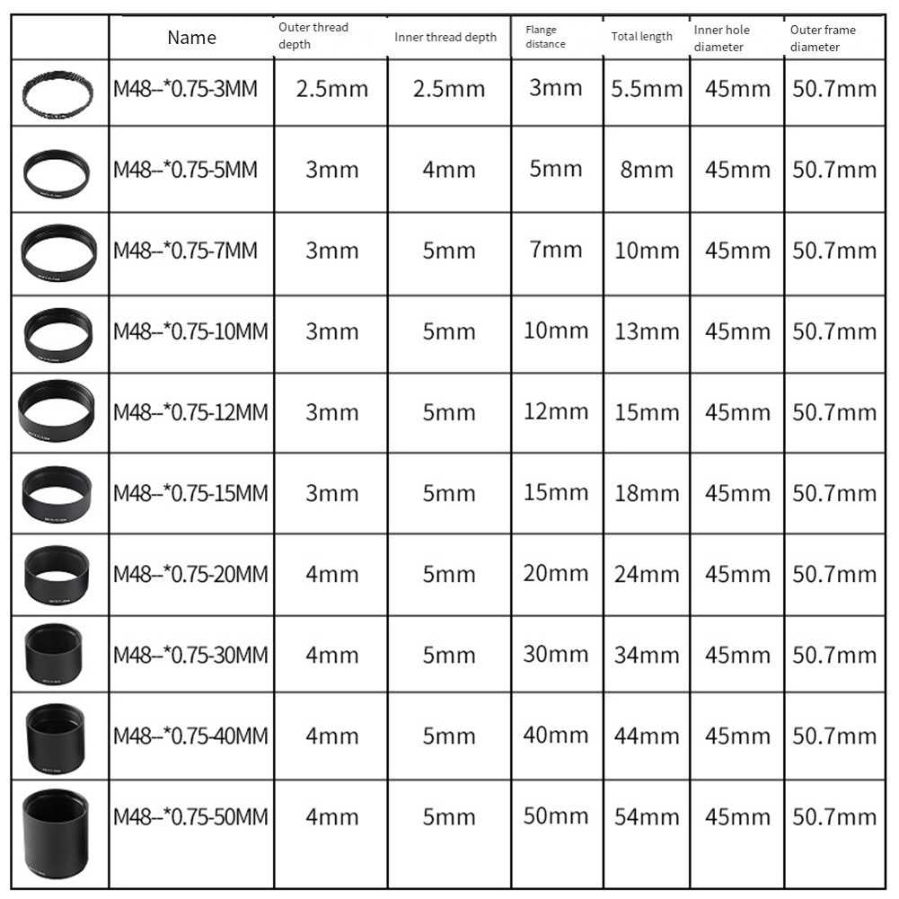 Extension Tube M48x0 75 High Efficiency in Connecting Telescopes with Cameras