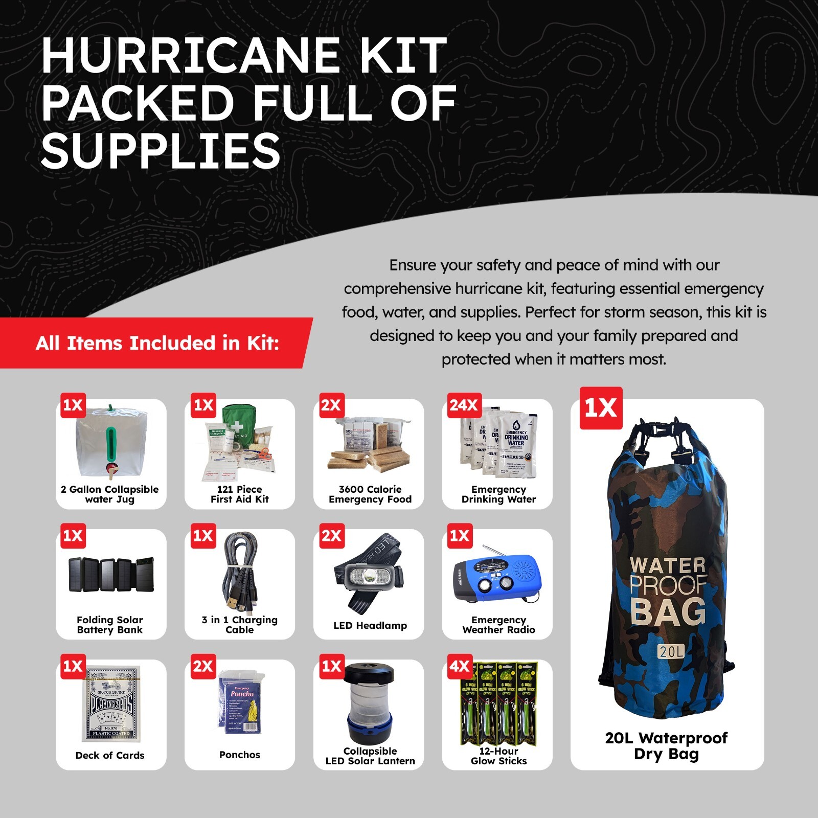 Sirius Survival Pre-Packed Hurricane Kit – Comprehensive Hurricane Preparedness