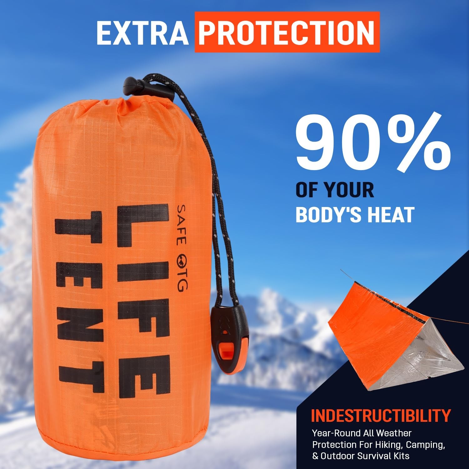 Emergency Survival Tent Mylar Shelter – Lightweight Waterproof Thermal Reflec…
