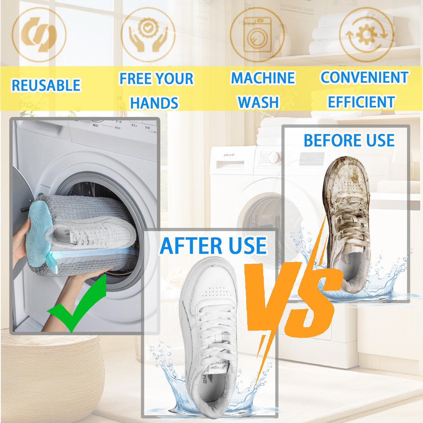 Shoe Washing Machine Bag Laundry for Washer 56.05 liters, Gray 2Pcs