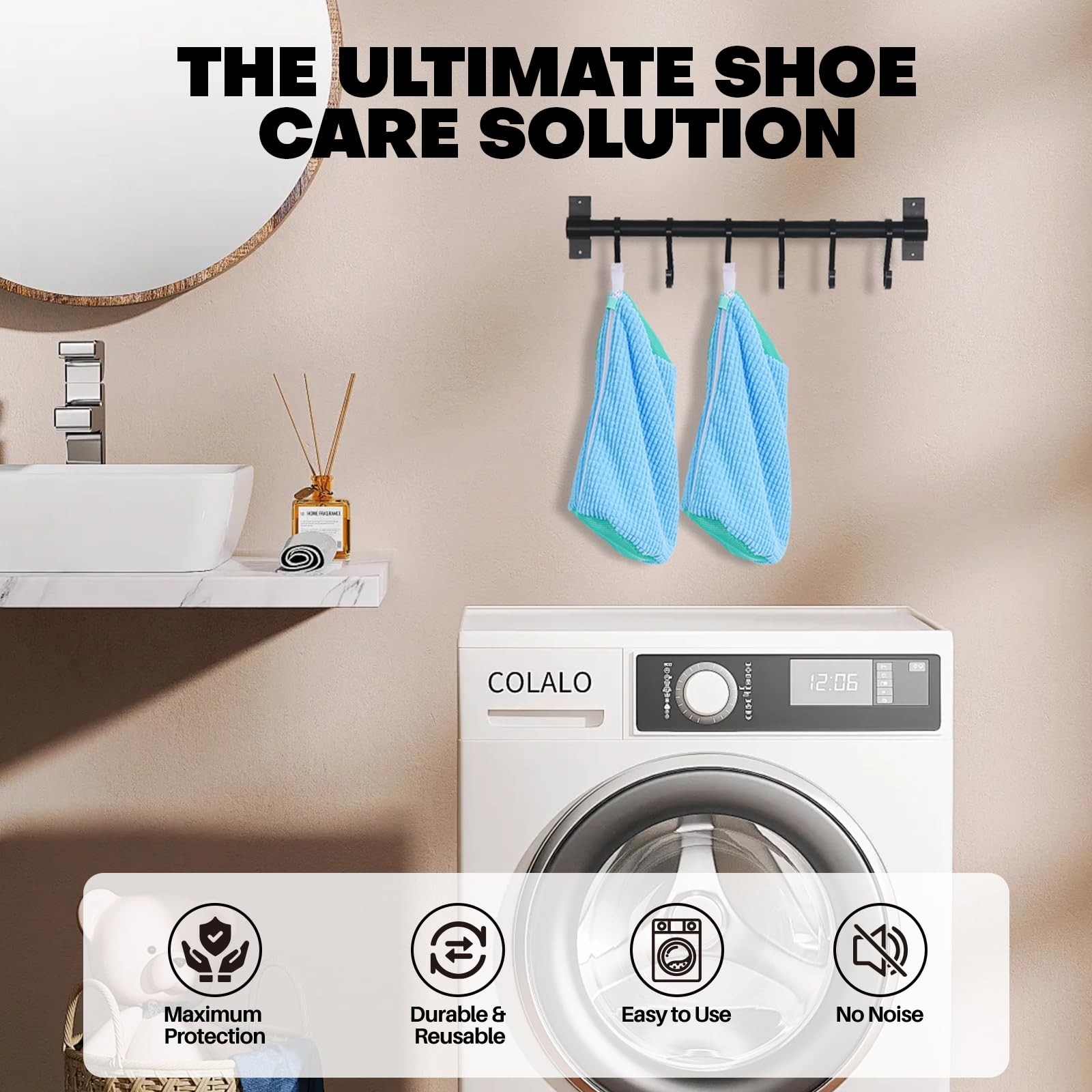Shoe Washing Machine Bag: Laundry Bag for 15″L x 7″W x 7″H, Blue 2pcs